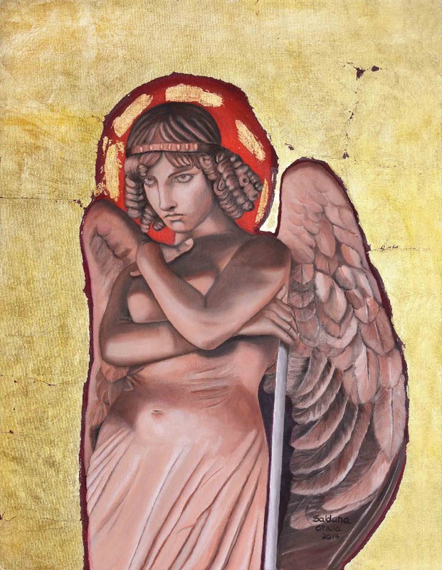 Angelo d'oro, 2017 - tecnica mista - cm 80x60